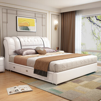 荣达发皮床真皮床双人床2米宽主卧1.