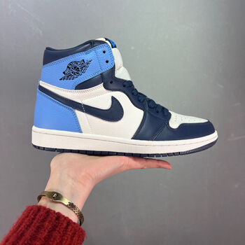 鞋子男士夏季aj1obsidian高帮板鞋潮流复古篮球鞋男女黑曜石北卡蓝36