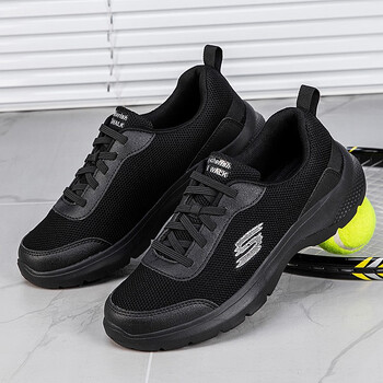 蹬运动鞋男款秋冬中老年高弹缓震跑步鞋超轻 全黑 42【图片 价格 品牌