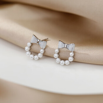 温柔蝴蝶结耳钉- 耳钉-银色