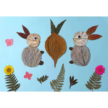 树叶手工贴画树叶贴画幼儿园手工活动材料包塑封成品小学生参赛作业