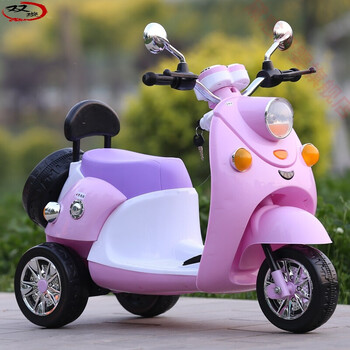 电动车摩托车大款三轮车电瓶车可充电汽车小孩宝宝遥控玩具车高配粉色