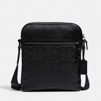 送男友蔻驰coach奢侈品男士小号单肩斜挎包黑色皮质4009qbbk