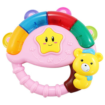 宝丽婴幼儿手摇铃玩具新生儿3-6-12个月宝宝益智灯光音乐 小熊摇铃