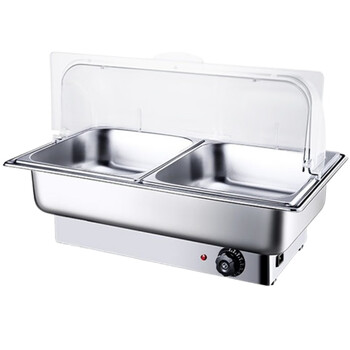 保温炉商用自动布菲炉酒店早餐厅设备容器皿 双格10cm内胆 透明半开