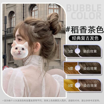 泡泡女2023流行色学生党自己在家染头发剂稻香茶色慕斯泡泡染240ml