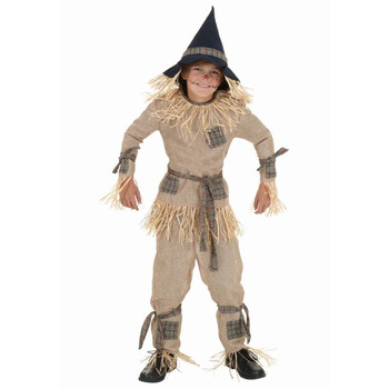 万圣节儿童节绿野仙踪舞台剧儿童男女稻草人角色扮演演出服装 卡其色