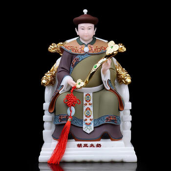 盛凡胡三太爷太奶神像汉白玉彩绘东北保家仙四大家族居家供奉狐仙摆件