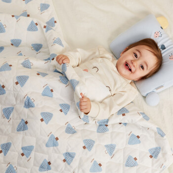 威尔贝鲁(WELLBER)婴儿毯子宝宝棉盖毯四季通用浴巾毛巾被小松树100*70cm