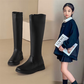 小学生靴子女孩长筒靴子儿童女童高筒靴长靴秋冬天穿的柔软不磨脚新款