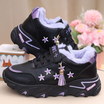 古跃鸿大头鞋宽头胖头鞋子女学生贝壳头溶解鞋女童加绒加厚运动鞋2022