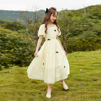 长裙雪纺纯色2022 黄色蝴蝶节>小朋友的衣服个性裙装生日礼物中大童萌