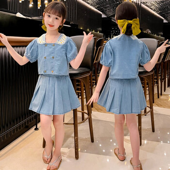 母婴>童装>套装>吴小熊>吴小熊女童夏装套装小孩子衣服儿童服装牛仔两