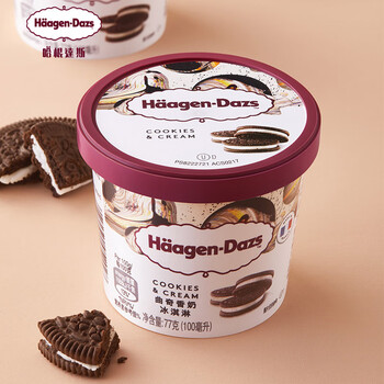 哈根达斯（Haagen-Dazs）经典曲奇香奶口味冰淇淋 100ml/杯 雪糕