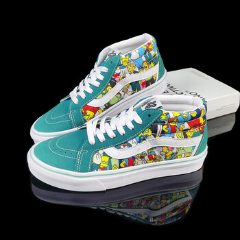 万斯(vans)辛普森联名中帮帆布鞋男透气卡通日系男鞋sk8mid板鞋厚底