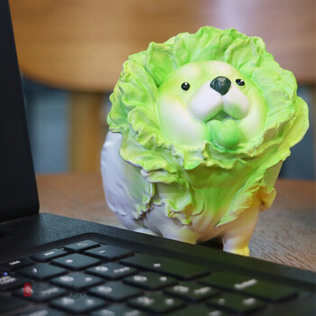 摆件百财如意摆件翡翠摆件菜狗潮玩公仔蔡狗摆件朋友礼物桌面树脂模型