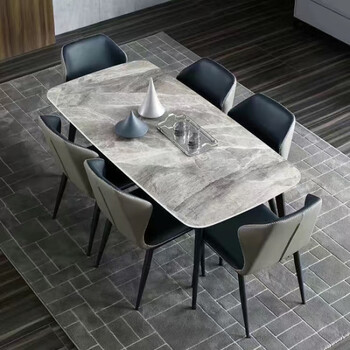 岩板餐桌椅组合家用小户型长方型亮光饭桌 意大利灰 120*70(一桌四椅)