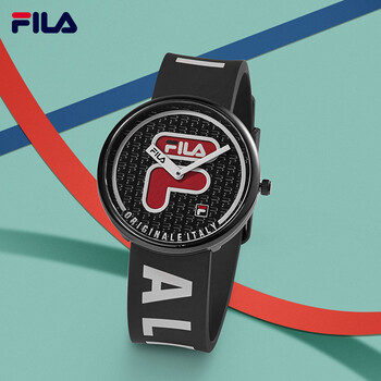 斐乐(fila)手表情侣表黑色潮酷硅胶表潮流街头时尚防水石英表flm38