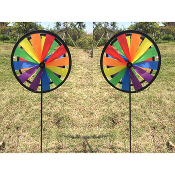 布双层圆形彩色风车/支 20*54cm