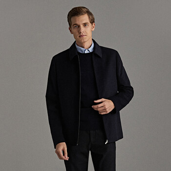 ports宝姿男装休闲百搭翻领拉链夹克外套mn9j038fzf019navyl