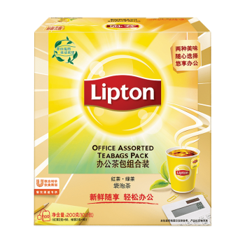 立顿（Lipton）红茶 茶叶办公室茶包组合礼盒 袋泡茶包 2g*50包+绿茶2g*50包