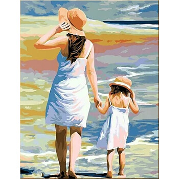 30*40diy数字油画客厅卧室卡通人物花卉风景手绘装饰画 牵手 30*40cm
