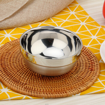 儿童吃饭幼儿园不锈钢铂金碗百合碗双层碗儿童碗吃饭碗餐具115cm铂金