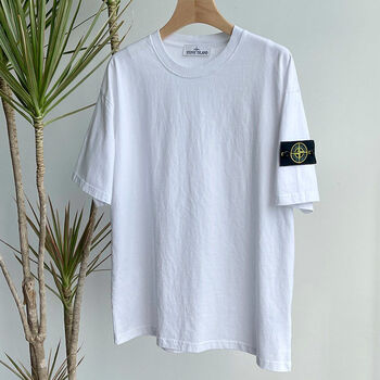 凉骁过验纯色罗盘臂袖章袖标短袖t恤潮流男女情侣t 白色 s