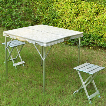 便携式折叠桌户外自驾烧烤郊游野餐桌分体式方桌麻将桌 蓝色