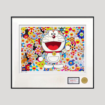 村上隆太阳花版画原版deathnyc版画潮画带框潮流装饰画村上隆机器猫哆