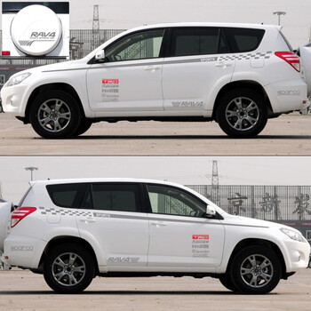 全启森老款新款rav4车贴拉花改装汽车专用车身腰线彩条贴纸贴画银灰色