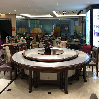 酒店电动餐桌大圆桌中式实木自动旋转16人20人饭店包厢餐厅火锅桌 1.
