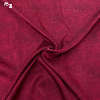 锦墨重磅缎面龟纹宽幅双面真丝布料桑蚕丝酒红色旗袍连衣裙服装面料