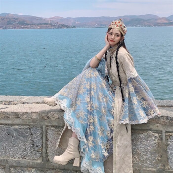 新疆少女云南大理丽江写真服维吾尔族民族风西扶海棠同款服装帽子均码