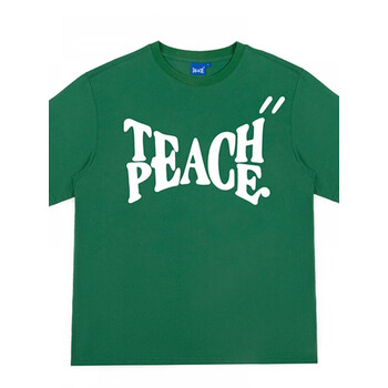 石头小猪teachpeace国潮多色基础款logo印花短袖男女情侣装t恤绿色l