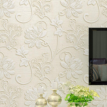 雨涵自粘无纺布墙纸墙贴现代简约欧式自贴条纹超厚立体田园3d墙纸卧室客厅电视背景墙纸蝴蝶花米白色5米价 53厘米 图片价格品牌报价 京东