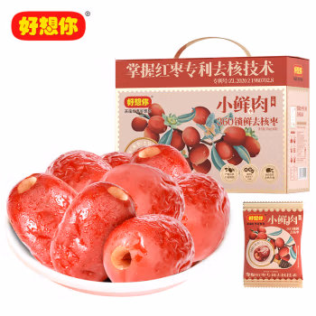 好想你 二级锁鲜去核枣528g 免洗即食无核锁鲜红枣零食礼盒高