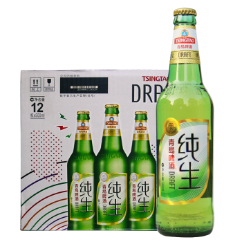 青岛啤酒（TsingTao）纯生8度600ml*12瓶 整箱 新老包装随机发货 露营出游