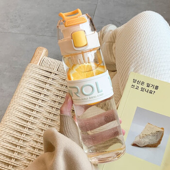 水杯女生高颜值简约新款透明玻璃杯学生便携茶隔泡茶杯子ins米白400ml