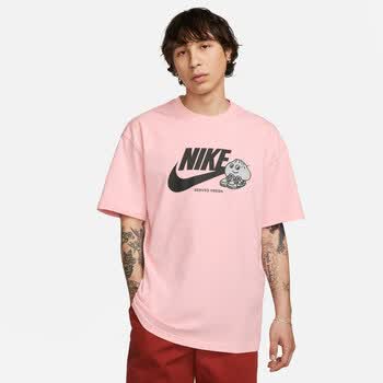 nike耐克男子t恤夏新款宽松纯棉印花休闲叠搭刺绣轻便fb9804686绽放粉