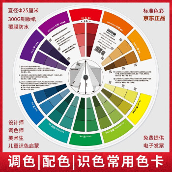 莫兰迪色卡 24色相环色彩搭配原理与技巧四色CMYK 中文版色轮卡色相环配色卡 360个中国传统色卡海报 色轮卡色相环