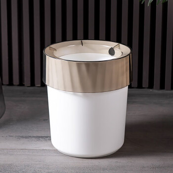 北欧风轻奢家用无盖压圈垃圾桶 办公透明创意小清新厨房卫生桶 烟熏灰
