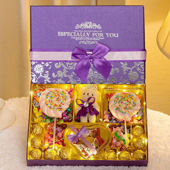 德芙520情人节礼物巧克力礼盒装送女友男生糖果零食礼包生日礼品灯光