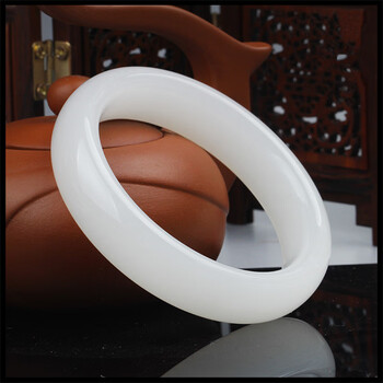 新疆和田白玉手镯 羊脂玉 女款玉石玉镯子首饰礼物 送妈妈送老婆 内径