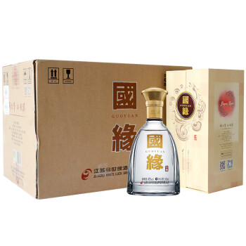 今世缘 白酒 国缘对开 双开 柔雅型白酒 42度 500ml*6瓶 整箱装 送礼白酒（内有3个礼品袋）