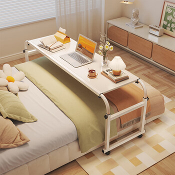 趣槐升降桌床上桌床边桌宽度可调跨床桌跨床电脑桌用卧室懒人桌 白色