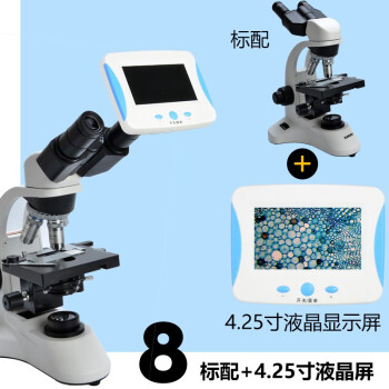 萨伽（SAGA）专业级高倍高清显微镜SG50双目生物光学1600倍养殖细菌科学实验 8：标配+4.25寸屏 可直接观看