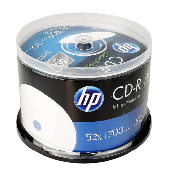 惠普HP 52速 CD-R 空白可打印光盘 700m 可打印刻录光盘 cd-r碟片 50片桶装