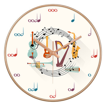 音符钟表创意挂钟琴行音乐学校装饰艺术时钟钢琴教室墙壁挂表 a225 八