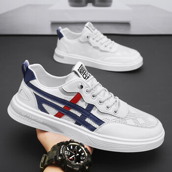 安錔男鞋夏季透气潮流百搭韩版男士休闲皮鞋一脚蹬鞋运动白兰39